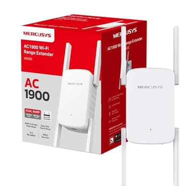 MERCUSYS ME50G AC1900 WiFi Repeater, 5 GHz & 2.4 GHz, 2 External Antennas, Gigabit Ethernet, WPS Button, Play and Plug, LED Signal Indicator, Easy Setup, 3×3 MU-MIMO