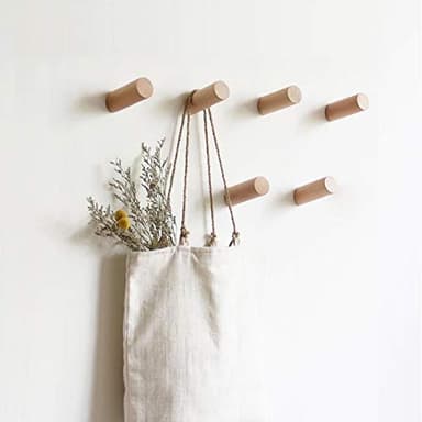HomeDo 8 ganchos de pared de madera redondos, percheros decorativos de madera, percheros vintage, ganchos de madera, ganchos para sombreros (Beech-10 cm, 8p)