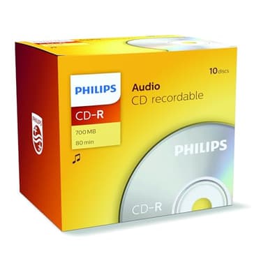Philips CD-R CR7A0NJ10/00 - (700 MB, 80 min), paquete de 10 unidades