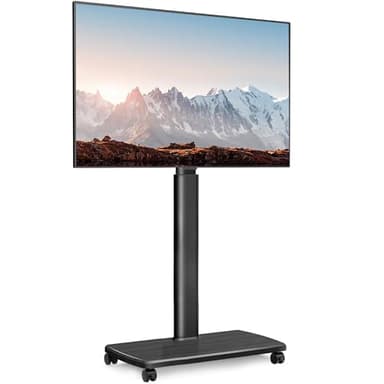 FITUEYES Soporte TV Ruedas de Serie E con Base de Madera para Pantallas de 32 a 70 Pulgadas,MAX VESA600*400mm,Soporte TV Suelo Ruedas con Función Giratoria,Ajuste de Altura,Gestión de Cable