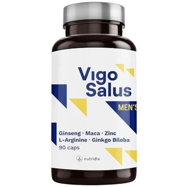 VIGOSALUS Hombre - Más Energía + Duración + Fuerza - Dosis Alta - Maca, Tribulus Terrestris, Ginseng, L-Arginina, Ginkgo Biloba y Zinc | 90 Cápsulas