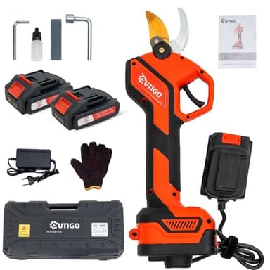 OUTIGO Tijeras de Podar Eléctricas, Tijeras de Podar con Baterías 3000mAh 21v, Tijeras de Poda de 25mm Tijeras de Podar 800W con Motor Brushless para Jardinería, Árboles Frutales, Viñedos