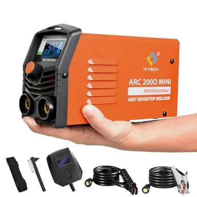HITBOX ARC200D MINI Compacto Soldador Inverter 2 en 1 SYN Pantalla Digital LCD Soldadura Eletrodo 200 ARC LIFT TIG Máquina de Soldar Inverter, Hot Start, Arc Force