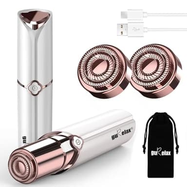 Depilación facial para mujer, maquinilla de afeitar eléctrica para mujer, recargable, dispositivo removedor de pelo para la cara incluye 2 cabezales de repuesto, cortador de cabello sin dolor