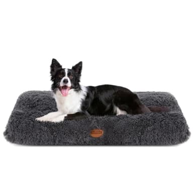 Nobleza Cama Perro Grande, Cama Perro Lavable, Peluche Largo Cama para Perros, Suave y Esponjoso, Cama de Perro Antideslizante, Gris Oscuro, 95x60cm
