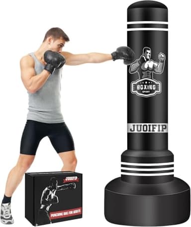 Saco de Boxeo de pie para Adultos - Saco Pesado de 175 cm con Soporte - Saco de Kickboxing Inflable para Hombres para Entrenamiento MMA Muay Thai Fitness