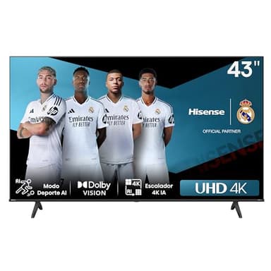 Hisense 43A6N - UHD 4K,VIDAA Smart TV, 43 Pulgadas, Dolby Vision, Modo Juego Plus, DTS Virtual X, Control por Voz televisor, Doble Control de Volumen, Auto ordenación Canales TDT (Nuevo 2024)