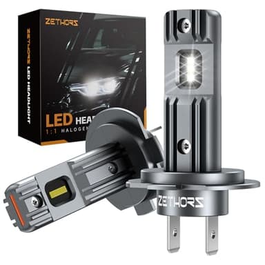 Zethors Bombilla H7 LED Canbus Lámparas LED H7 Coche Kits de Bombilla H7 Universales para Faro Delantero,1:1 Tamaño de Halógena,No Requiere Adaptador,42W 10000LM,6000K Blanca,IP68 Impermeable,2 Pieza