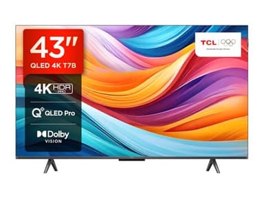 TCL 43T7B Televisor QLED Pro de 43", 4K Ultra HD, HDR Pro, Smart TV Powered by Google TV (Dolby Vision & Atmos, Motion Clarity, Control por Voz Manos Libres, Compatible con Google Assistant)