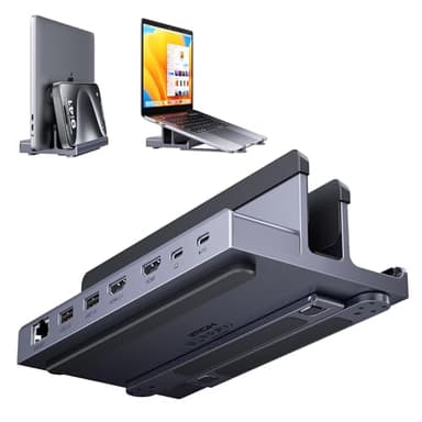 Laptop Docking Station Stand Dual 4K Monitor, QUUGE Dual HDMI Docking Station pour ordinateur Portable, 2 HDMI (Single 4K@120Hz), 2 USB3.0 Ports, 100W PD, RJ45 Ethernet, Gestion de Bureau USB C Dock.
