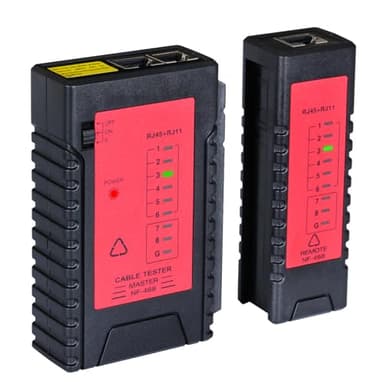 Incutex Comprobador de Cable, Tester Línea RJ45 RJ11 Ethernet LAN Cat5 Cat6 Localizador, Kit de probador de Cable, Rojo-Negro