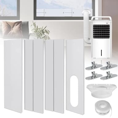 TGKYK 4 Pcs Kit Ventana Aire Acondicionado Portatil, 130mm Adaptador Ventana Aire Acondicionado con Acoplador, Adaptador Aire Acondicionado Portatil de PVC para Ventana Corrediza