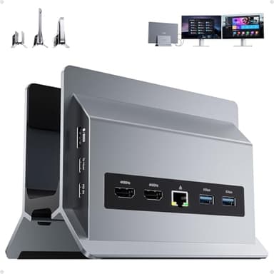 PULWTOP Docking Station USB C 11 En 1 Doble HDMI, Computadora Portátil USB C Dock con 2 HDMI 4k 60 Hz, 3 USB A/C 10 Gbps, 2 USB A 5 Gbps, Ethernet, PD3.0 para Thunderbolt3/4 & Type-C Laptops
