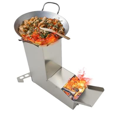 Camping Rocket Hort: estufa de madera de acero inoxidable plegable, bolsa de transporte de horno | Chef ligero al aire libre para senderismo, para prevención de emergencia eficiente leña bbq