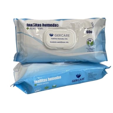 Toallitas Húmedas para Adultos. Toallitas Higiene Corporal Personas Mayores. Toallitas Húmedas XXL con Aloe Vera. Paquetes de 60 unidades (1 paquete, 60uds)