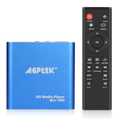Reproductor Multimedia, Mini HD Media Player HDMI Reproductor Multimedia para TV con Control Remoto para -MKV/RM/MP4/AVI etc-Unidad Flash USB HDD/HDD y Tarjeta SD(Azul)