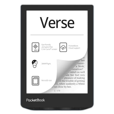 PocketBook Verse E-Reader | Pantalla táctil E-Ink Carta™ HD de 6 Pulgadas amigable con los Ojos | Luz Inteligente Ajustable | hasta 1 Mes de duración de la batería | Ranura para Tarjeta de Memoria y