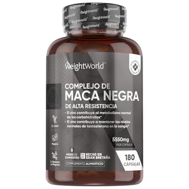 Maca Negra y Amarilla Andina Complex 5550mg de Potencia-100:1-6 Meses de Suministro, 180 Maca Cápsulas Veganas- Beneficios del Extracto de esta Poderosa Raíz con Zinc, L-Arginina, Ginseng y Pimienta