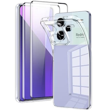 Votvloay Clear Funda para Xiaomi Redmi Note 13 Pro Plus 5G / Note 13 Pro+ 5G (No para Note 13 Pro 5G) 6,67 con 2X Cristal Templado, Transparente Carcasa Antigolpes Case Cover, TPU Silicona Caso