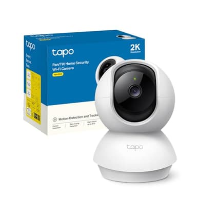 Tapo C210 - Cámara IP WiFi 360° Cámara de Vigilancia 2K (3MP),Visión nocturna Admite tarjeta SD hasta 512 GB, Detección y seguimiento de movimiento, Control Remoto, Compatible con Alexa