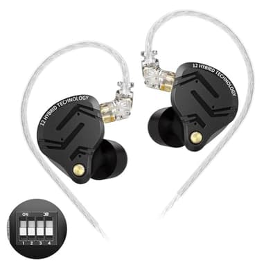 Yinyoo KZ ZS12 Pro X Auriculares con Cable,1DD 5BA In Ear Monitor, Ajuste de 4 Interruptores,Distorsión No Lineal Ultra Baja Auriculares Jack 3.5,Cascos de Alta Frecuencia Ricos para Juegos,Músicos