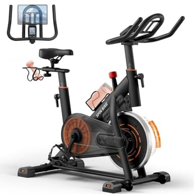 Bicicleta Estática YAMO, con Resistencia Magnética Ajustable y Transmisión por Correa Silenciosa, Bicicleta de Ciclismo en Interiores con Cómodo Cojín de Asiento y Monitor LCD