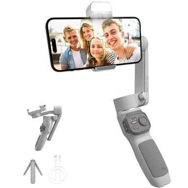 ZHIYUN Smooth Q3 [Oficial] Estabilizador Smartphone 3 Ejes Teléfono Gimbal para iPhone y Android con trípode, Luz Integrada y Zoom, para Vlog, Vídeos de Youtube y TikTok