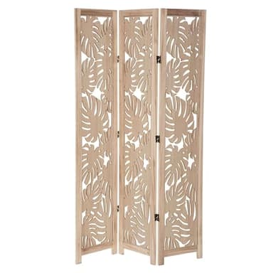 Miroytengo Biombo Separador De Ambientes Salón Dormitorio 3 Paneles Madera Paulownia Palm Color Roble