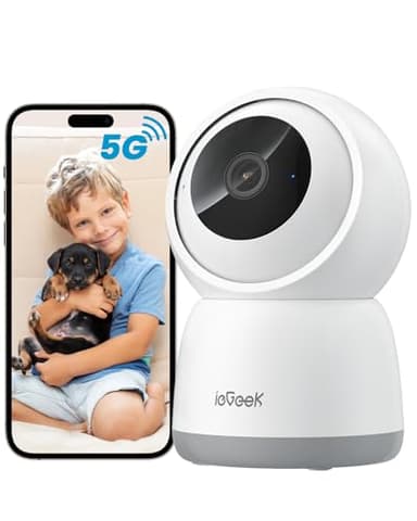 ieGeek 2.4/5GHz Camara Vigilancia WiFi Interior 2K 360°PTZ, Cámara Vigilancia Interior para Bebes/Mascotas/Seguridad Casa, Seguimiento Automático, Voz Bidireccional, Detección Humanoide, Alarma Avisos