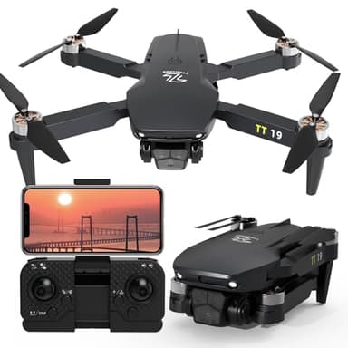 TT19 Mini Drone con Cámara, 180° Evitación de Obstáculos 40KM/H Velocidad Máxima RC FPV Dron para Principiantes Adultos Motor Sin Escobillas Ajustable Cámara 1080P Plegable RC Quadcopter
