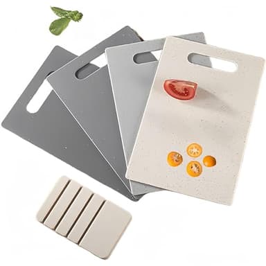 HJYDGJ Juego de 4 tablas de cortar con agujeros para colgar de plástico, tabla de cortar de cocina, tabla de cortar de cocina, juego de tabla de cortar grande, antideslizante, tabla de cocina de