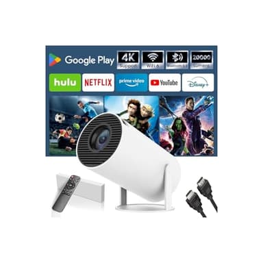 Mini Proyector 4K, Proyector portátil Android 11, 1080P FHD, WiFi 6, Bluetooth 5.0, Visualización de 130 Pulgadas, Netflix, Prime Video y más Aplicaciones preinstaladas. (Blanco)