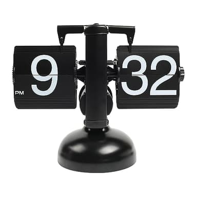 mooas Reloj de Escritorio con Tapa (Negro), diseño Retro Vintage, Reloj de Escritorio, Reloj de Mesa, Reloj de Mesa de Gran número, Funciona con baterías, Funciona con Engranajes internos, decoración