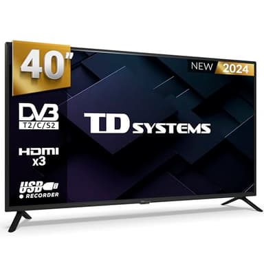 TD Systems - Televisor 40 Pulgadas 3 años de garantía (No Smart TV). televisión TDT 2024 Full HD, televisores con 3X HDMI, 2X USB Reproductor y Grabador - PRIME40C19F