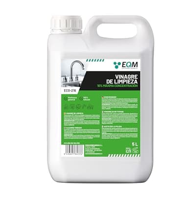 EQM - ECO-216 - Vinagre de Limpieza Concentrado - 5L - 10º de Acidez - 100% Natural - Potente Limpiador Multiusos para el Hogar