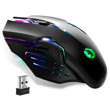 EMPIRE GAMING - RF903 Ratón inalámbrico para Gamers 2,4 GHz Recargable - Retroiluminación LED RGB - Ergonómico - 4800 dpi 500 Hz - PS4, PS5, Xbox One/Series, PC y Mac - Negro