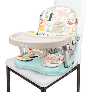 YOLEO Silla para Comer, 35 x 34 x 50 cm, Ajustable y Plegable, Bandeja Desmontable (Verde)