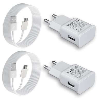 Cargador Tipo C para Samsung Carga Rapida, 2-Pack Enchufe USB con Cable USB C 2m Compatible con Samsung Galaxy S21 S20 S10 S9 S8 Plus A13 A14 A15 A20 A25 A33 A34 A35 A40 A52 A53 A54 A55 M53 M34
