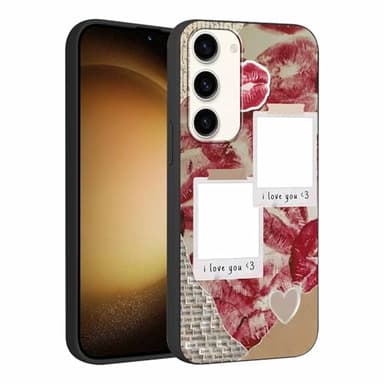 Phoona Funda para Samsung Galaxy S23 5G 6,1'', Aesthetic Dibujos Diseño Suave TPU Ultrafina Negro Silicone Cover Antigolpes Anti-Arañazos Bumper Case para Mujer, Huella Labios