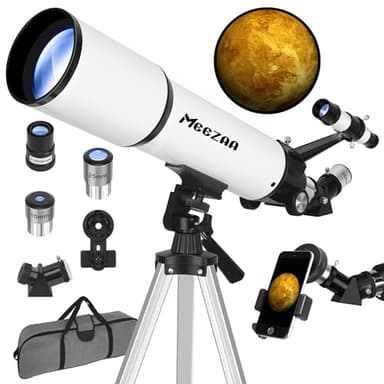 MEEZAA Telescopio, Telescopio Astronómico Adultos Profesional, 80/600mm Telescopio Refractor para Niños y Principiantes, Telescopio Portátil Potente con Trípode Adaptador de Teléfono Observer la Luna