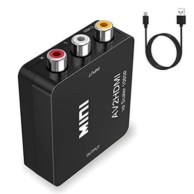 Adaptador HDMI adaptador rca a hdmi av to hdmi,adaptador av a hdmi hdmi a rca adaptador wii hdmi euroconector a hdmi 1080P con Cable de Alimentación para WiiPS2 GamecubeVHS Camara Laptop DVD Proyector