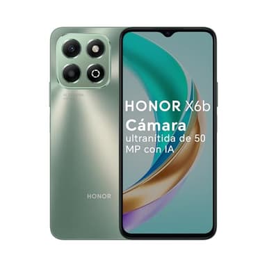 HONOR X6b 4G Móvil 128GB, 4GB RAM, 6.56" 90Hz TFT LCD HD+, 5200mAh Batería, MediaTek Helio G85, Cámara Principal de 50MP, Android 14, Dual Sim, NFC, Forest Green