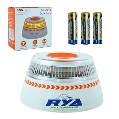 RYA Luz Emergencia Coche Homologado DGT Geolocalización - V16 homologada dgt Exigible a Partir de 2026 - Baliza Conectada con DGT 3.0 - Imán Resistente - Plan de Datos Incluido