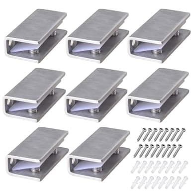 Abrazaderas de Cristal 8 Piezas Abrazaderas de Vidrio de Acero Inoxidable Abrazaderas de Vidrio Ajustables para 8-12 mm Vidrio, Soporte de Estante de Vidrio para Barandilla Escalera Baño