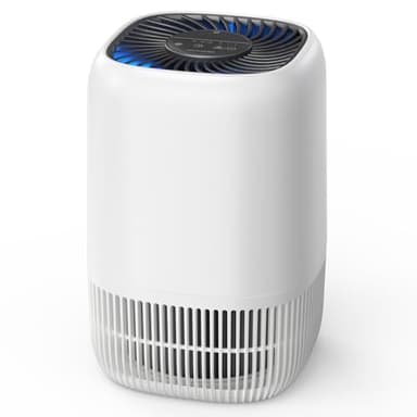 GOAMGE Purificador de Aire con Filtro HEPA H13 de 3 Etapas, con un Consumo de Energía de tan solo 5W, Silencioso a 22db con Aroma, Combate el Polen, el Humo y el Pelo de Mascotas