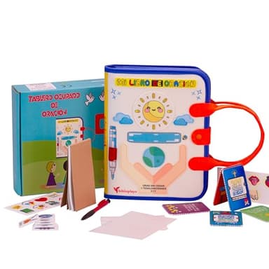 Biblioplay Tablero de Fieltro Interactivo de oración - Regalos Cristianos Educativos: Biblia Infantil, Biblia para Niños y biblia de Jerusalen - Actividades de Oración para Niños de 3 a 7 Años