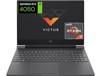 HP Victus 15-fb2006ns - Ordenador portátil Gaming de 15.6" FHD (AMD Ryzen 7 8845HS, 16GB RAM, 512GB SSD, NVIDIA GeForce RTX 4050, Sin Sistema Operativo) Black - Teclado QWERTY Español