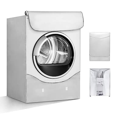 UKOFEW Funda Exterior Impermeable para Lavadora y Secadora de Carga Frontal - Cubierta Interior Anti-UV, Silver Edge Zip