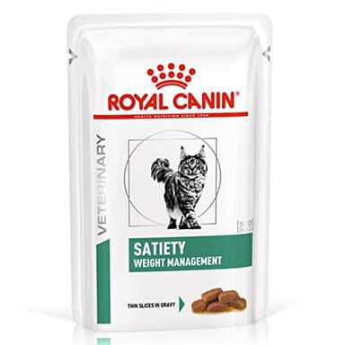 Royal Canin Veterinary Satiety Weight Management | 12 x 85 g | Alimento completo para gatos | Para reducir el sobrepeso | Trocitos finos en salsa