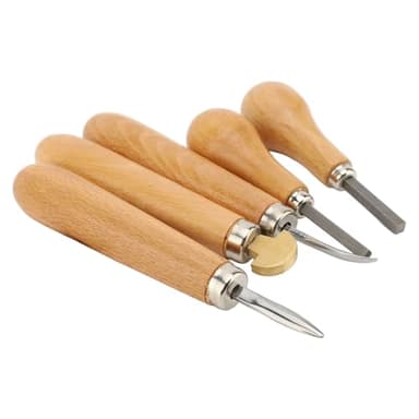 Set de punta de piedra y bisel, joyería de 5 piezas herramientas de ajuste de piedra con mango de madera joyas precisas herramientas para joyeros profesionales para principiantes